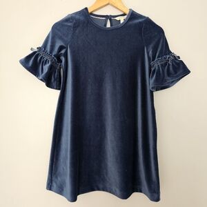Matilda Jane bell sleeve A line dress ribbed velvet blue girls size 10